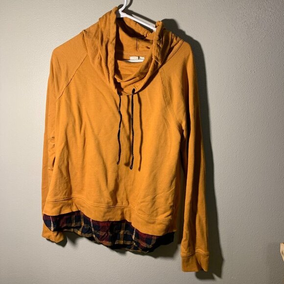 Maurices mustard & plaid pullover - cowl neck - Picture 1 of 10